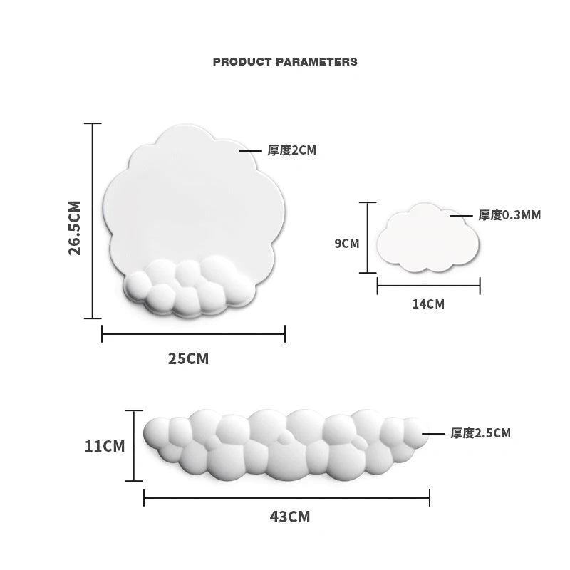 Cloud Keyboard Wrist Rest Mouse Pad Wrist Support Keyboard Set with Ergonomic Memory Foam Anti-Slip Base for Home Office Laptop