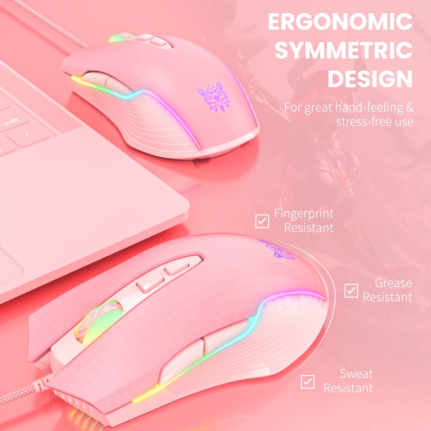 Gaming Headphones Esports Package with Dynamic RGB Light Detachable Cat Ears Mouse Holder Wired Headset with Mic Gamer
