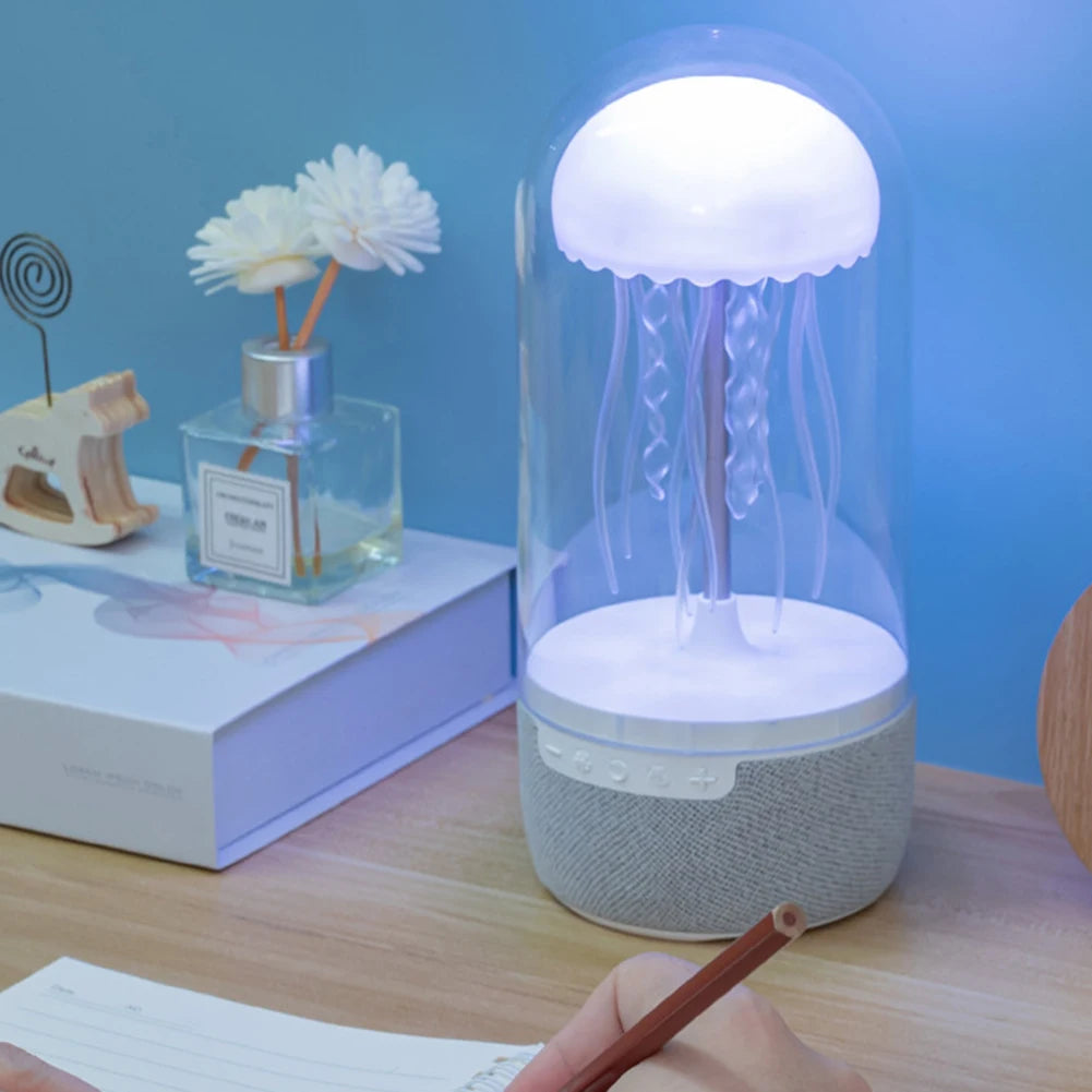 Creative Colorful Jellyfish Lamp Bluetooth-Compatible Speaker HiFi Stereo LED Jellyfish Mood Lamp Color Changing for Home Office