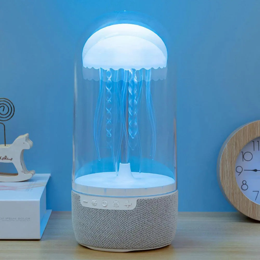 Creative Colorful Jellyfish Lamp Bluetooth-Compatible Speaker HiFi Stereo LED Jellyfish Mood Lamp Color Changing for Home Office