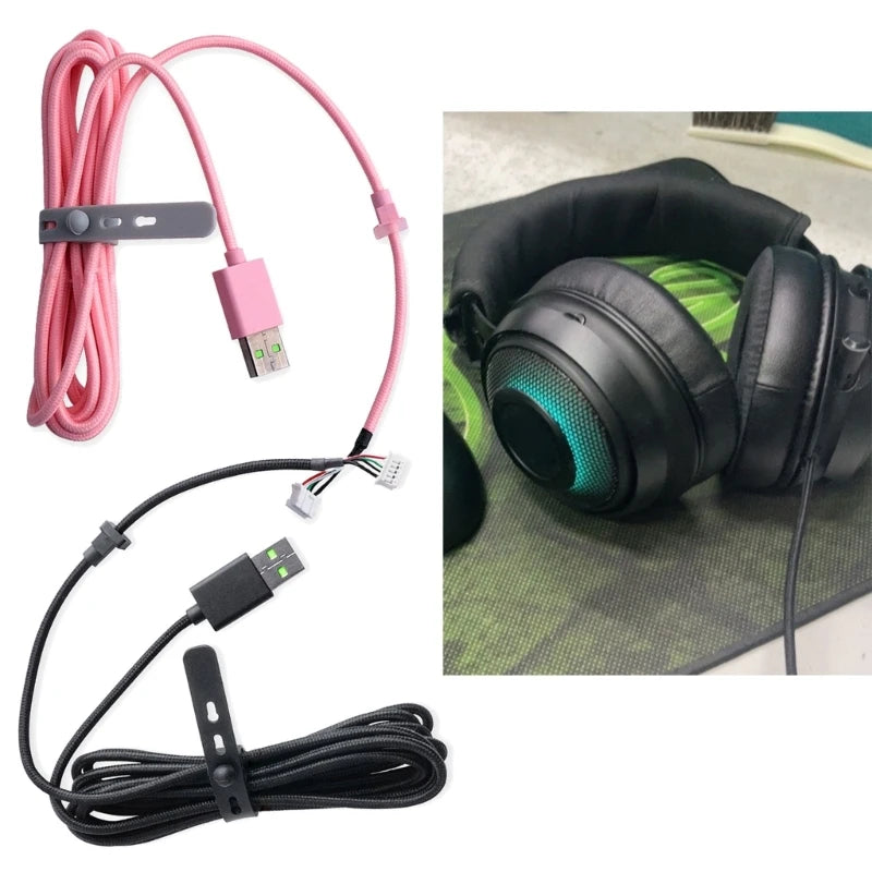 USB Gaming Headset Cable Wire for Razer Kraken Ultimate/Razer Kraken 7.1 V2 RGB/Razer Kraken V3 Wired/Kitty Edition