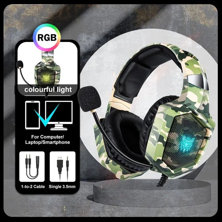 ONIKUMA Wired Stereo Gaming Headphones With Mic LED Lights for Gamer Headset