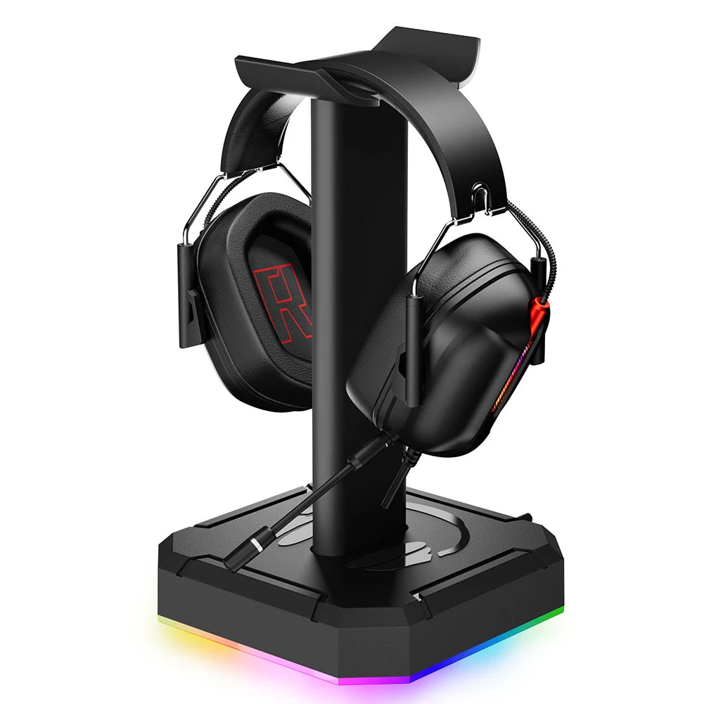 Headphone Bracket Display Rack RGB Backlight Head Mounted Headphone Stand Holder Desktop Organizer Vertical Bracket Hanger