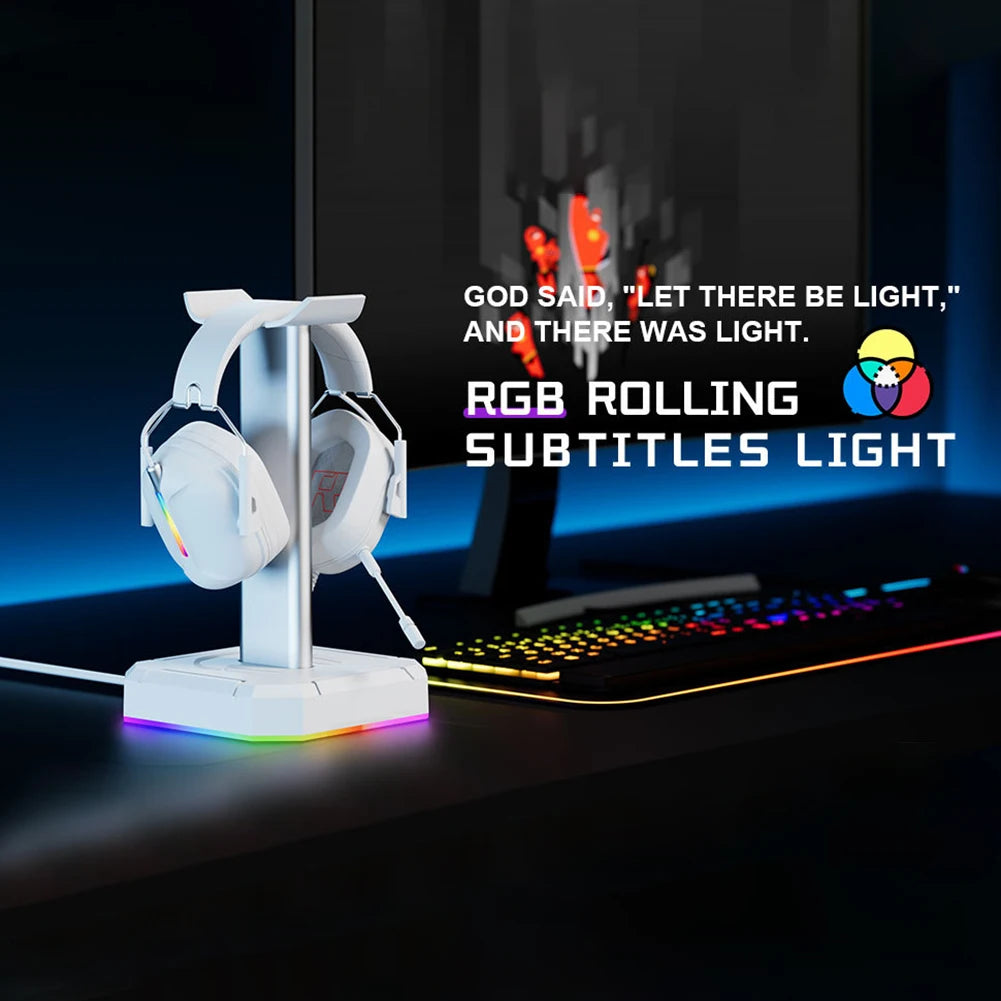 Headphone Bracket Display Rack RGB Backlight Head Mounted Headphone Stand Holder Desktop Organizer Vertical Bracket Hanger