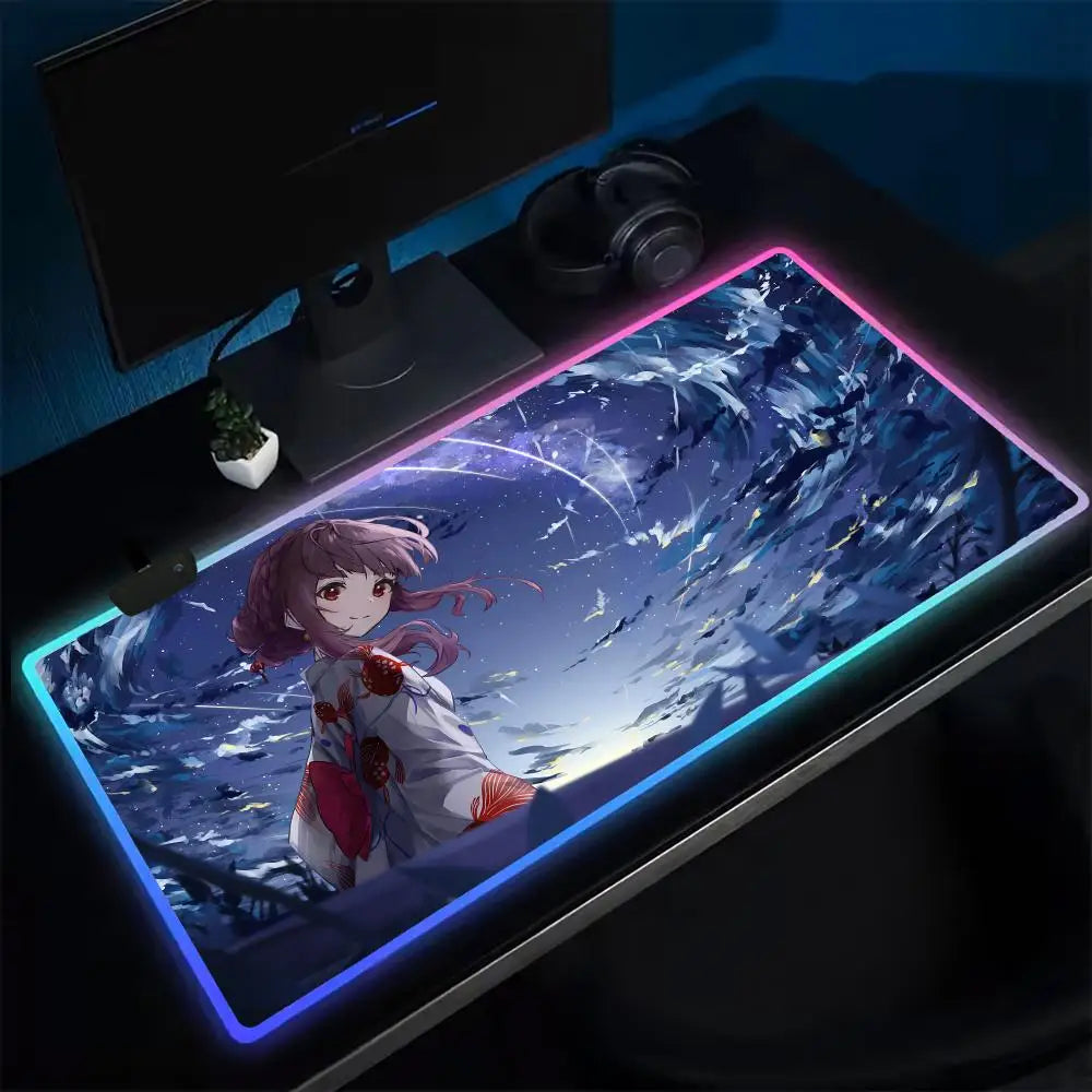 (YOUR ANIME style) T-The Idolmaster CGSS Mouse Pad Anime Gaming Mouse Pad LED Table Pads Backlit Rubber Desktop XXL Mousepad RGB Desk Mats