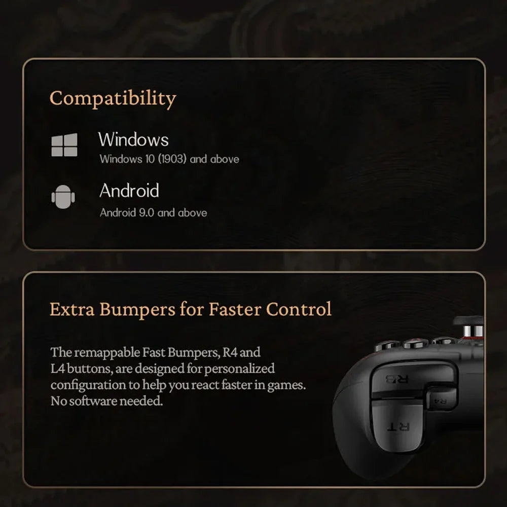 8BitDo Black Myth Wukong Gamepads PC Ultimate 2C Gaming Controller Windows 10 11 Steam Raspberry Pi Android Hall Effect Joystick