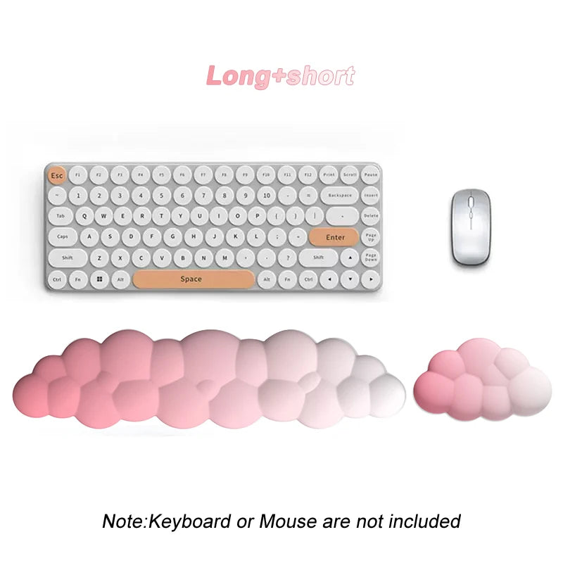 Cloud Keyboard Wrist Rest Mouse Pad Wrist Support Keyboard Set with Ergonomic Memory Foam Anti-Slip Base for Home Office Laptop