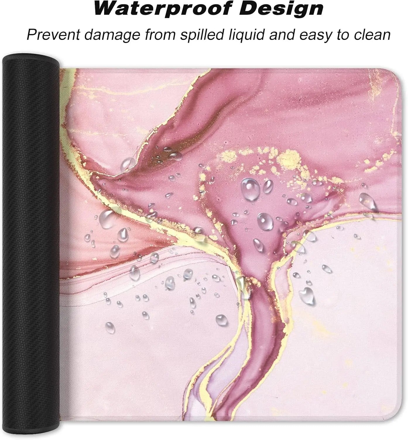 Large Mouse Pad, Cute Pink Desk Mat for Desktop, Women Girls PU Leather Waterproof Gaming, Writing Pads for School Office Home
