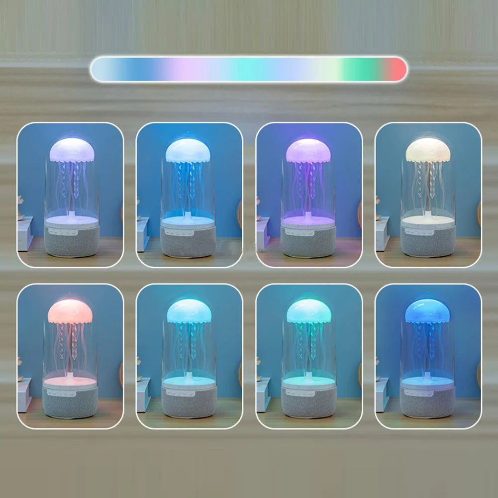 Creative Colorful Jellyfish Lamp Bluetooth-Compatible Speaker HiFi Stereo LED Jellyfish Mood Lamp Color Changing for Home Office