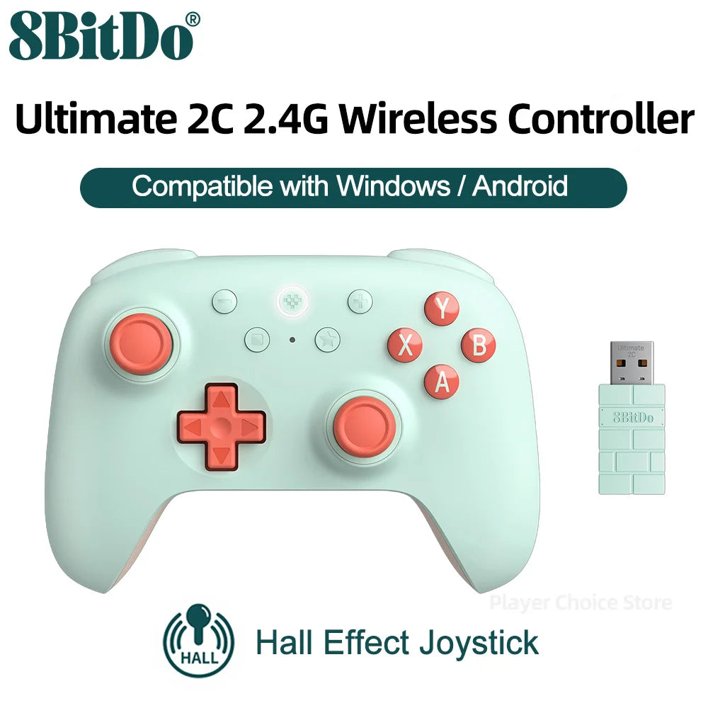 8BitDo Gamepads PC Ultimate 2C Wireless Gaming Controller for Windows 10/11 Steam Raspberry Pi Android Control Hall Effect Stick