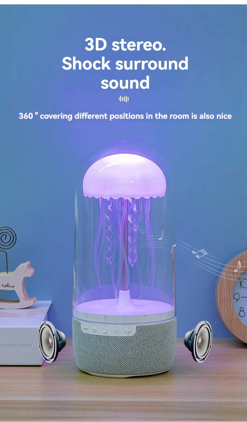 Creative Colorful Jellyfish Lamp Bluetooth Speaker HiFi Stereo 1800mAh Sports Jellyfish Speaker with Lights for Home Office
