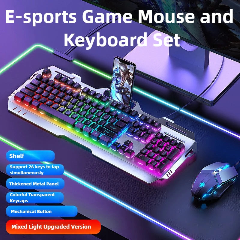 trendy Wired USB RGB Gaming Keyboard and Mouse Combo Ergonomic Waterproof Keyboard and Mouse Combos Set for Desktop Gamers