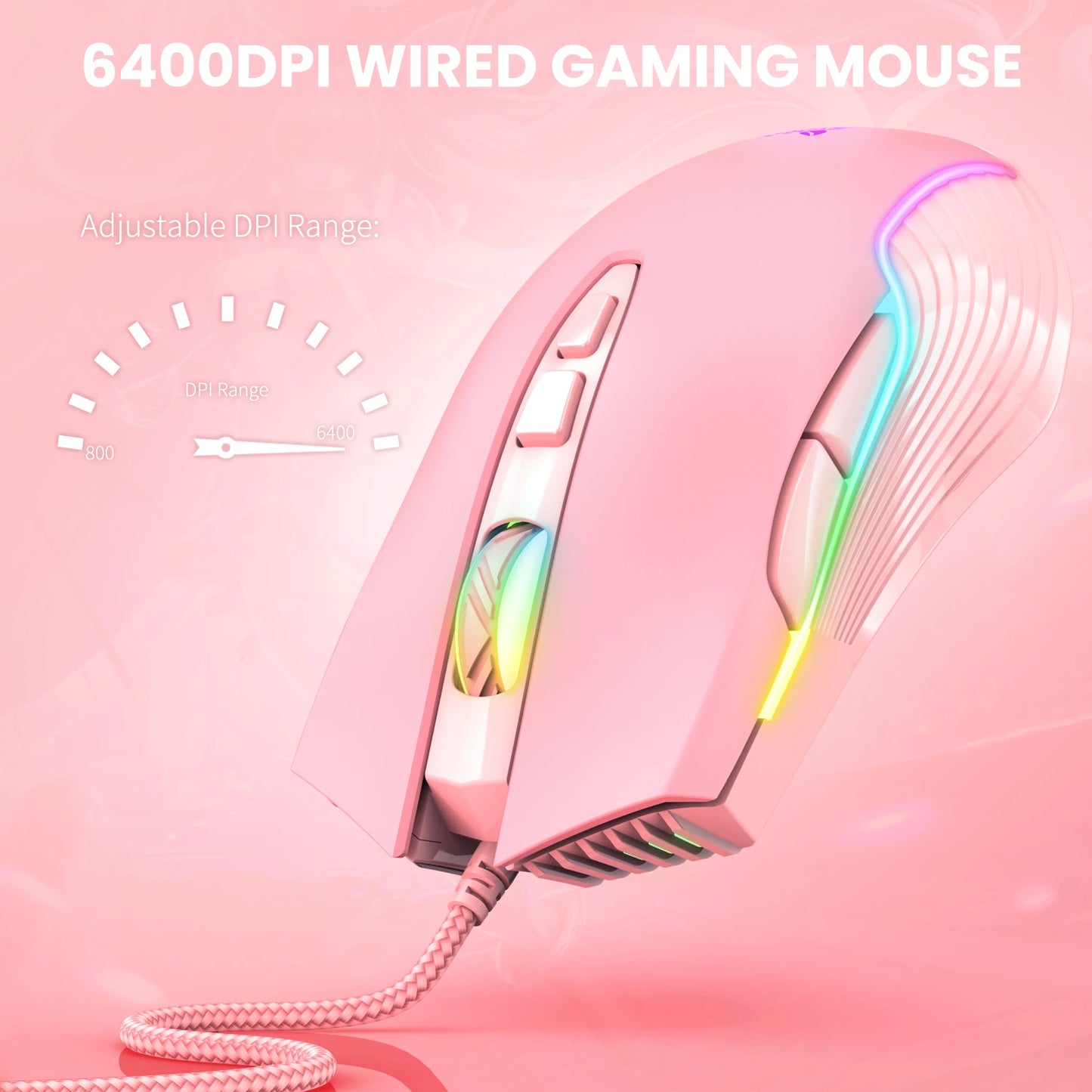 Gaming Headphones Esports Package with Dynamic RGB Light Detachable Cat Ears Mouse Holder Wired Headset with Mic Gamer