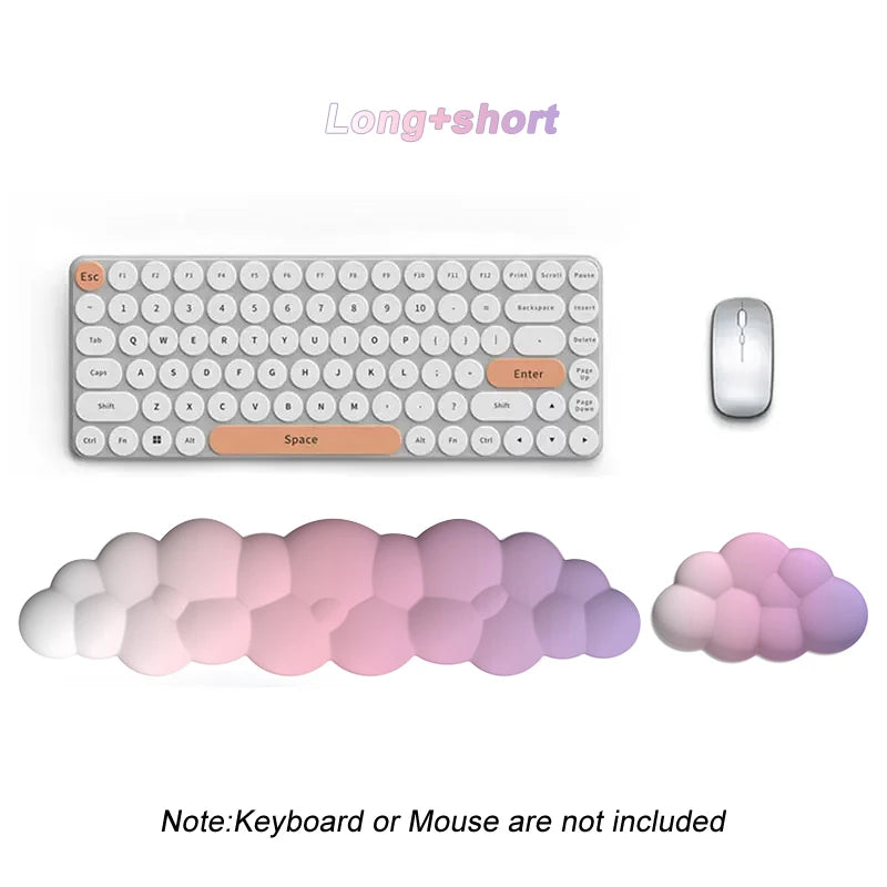 Cloud Keyboard Wrist Rest Mouse Pad Wrist Support Keyboard Set with Ergonomic Memory Foam Anti-Slip Base for Home Office Laptop