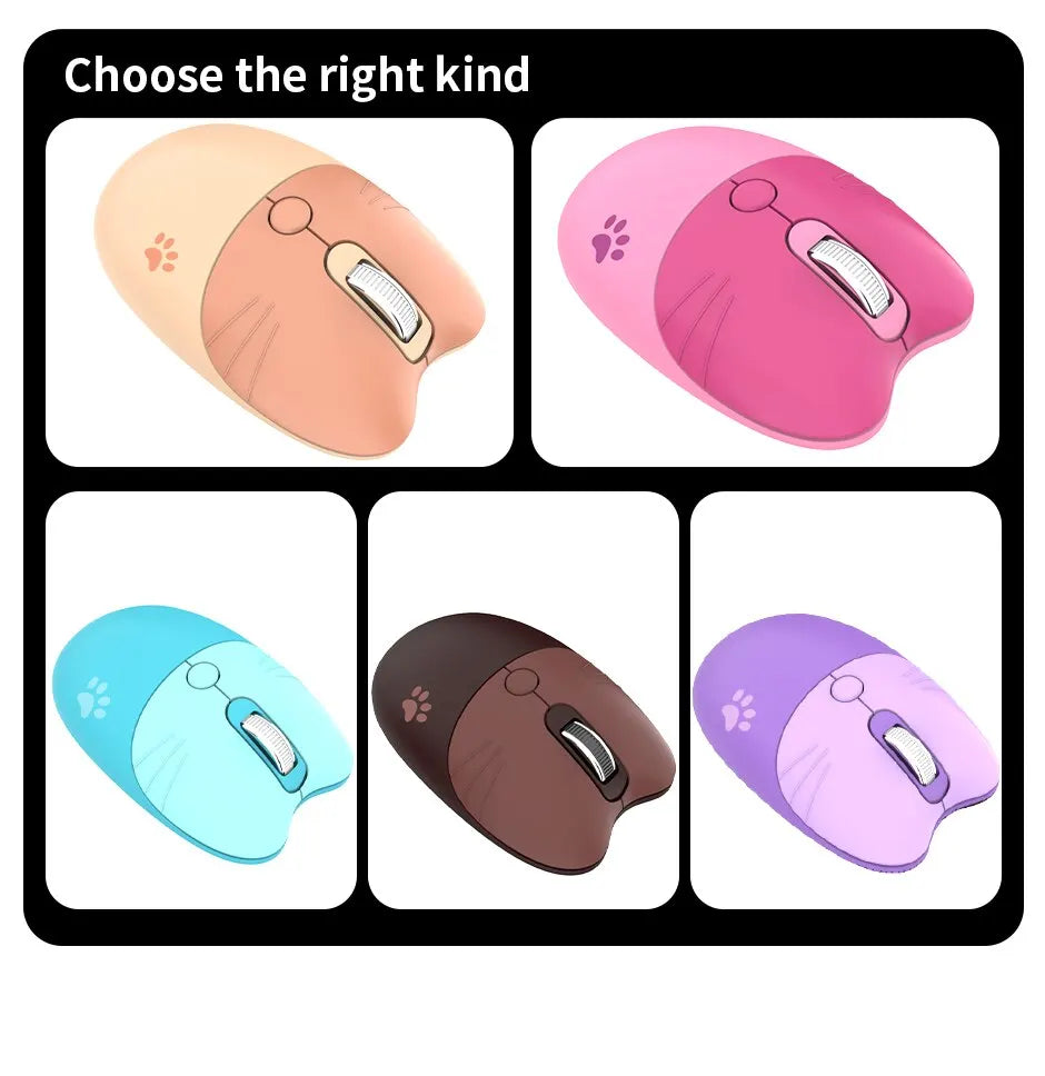Cute Cat 2.4G Wireless Mouse, USB Receiver Plug and Play, 3 Adjustable DPI, Compatible with Laptop,PC, Computer
