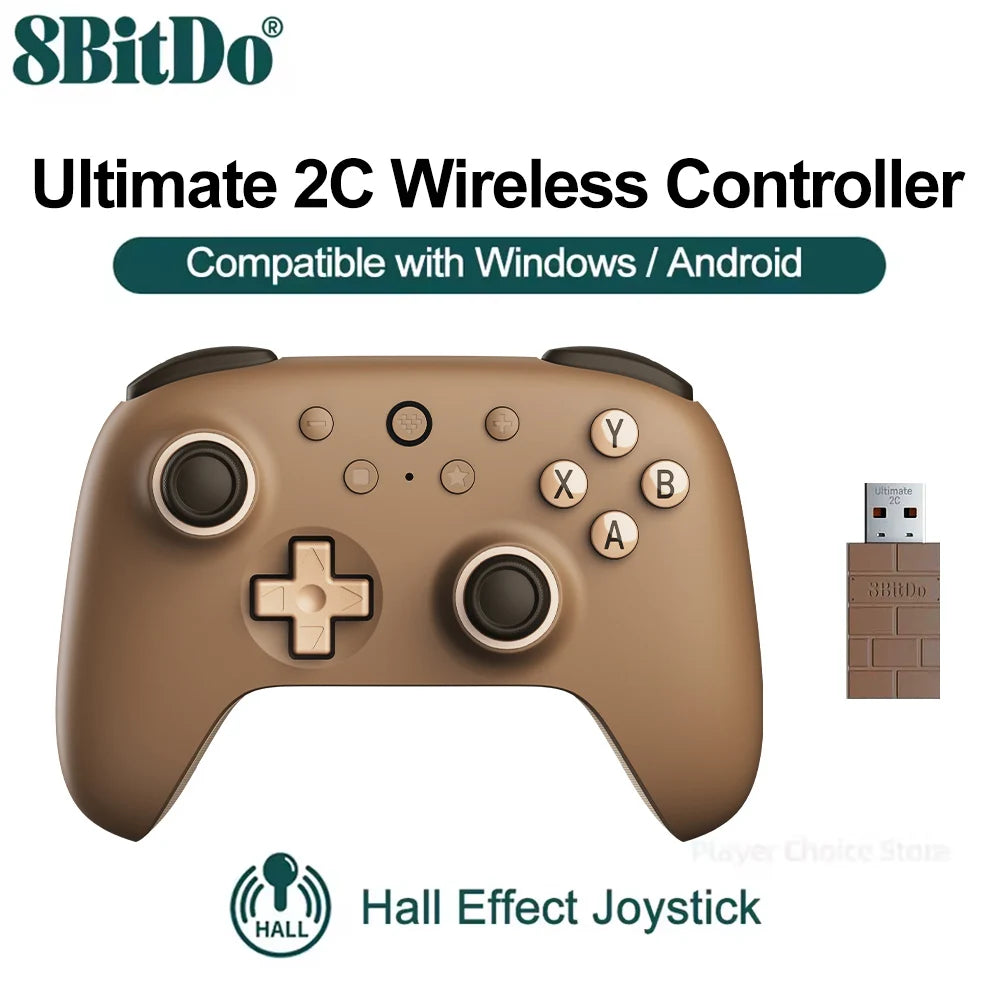 8BitDo Gamepads PC Ultimate 2C Wireless Gaming Controller for Windows 10/11 Steam Raspberry Pi Android Control Hall Effect Stick