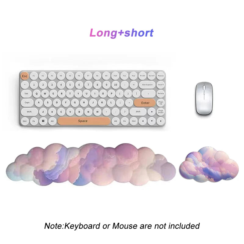 Cloud Keyboard Wrist Rest Mouse Pad Wrist Support Keyboard Set with Ergonomic Memory Foam Anti-Slip Base for Home Office Laptop