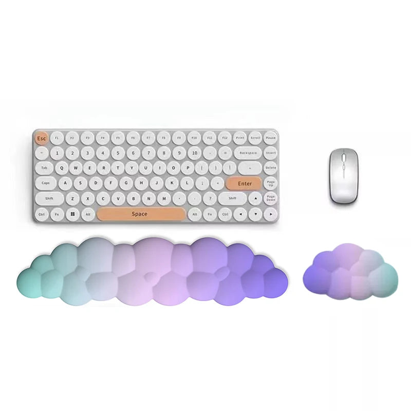 Cloud Keyboard Wrist Rest Mouse Pad Wrist Support Keyboard Set with Ergonomic Memory Foam Anti-Slip Base for Home Office Laptop
