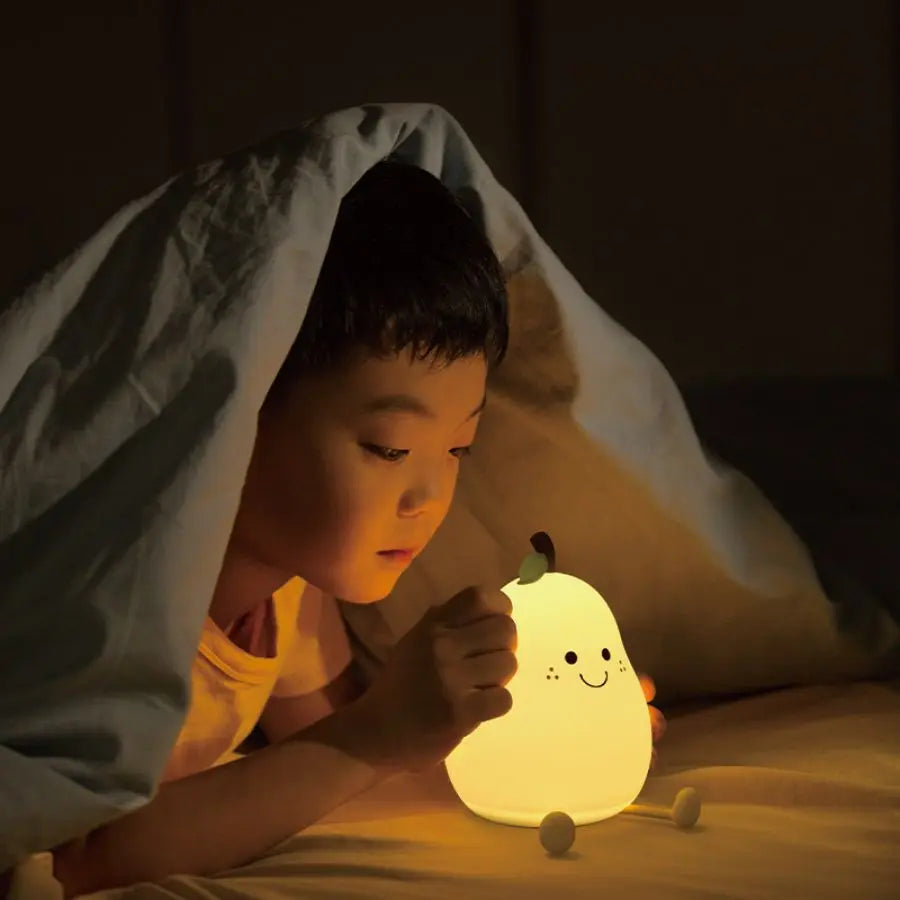 USB Rechargeable Night Light Pear Silicone Night Lights Touch Sensor Bedroom Bedside Cat Lamp With Remote For Kids and for gaming Tables!