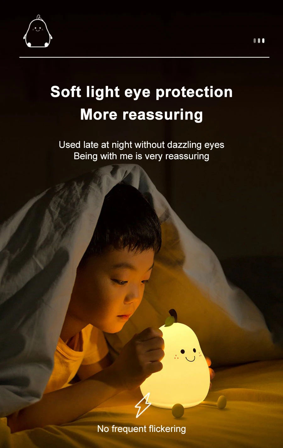 USB Rechargeable Night Light Pear Silicone Night Lights Touch Sensor Bedroom Bedside Cat Lamp With Remote For Kids and for gaming Tables!
