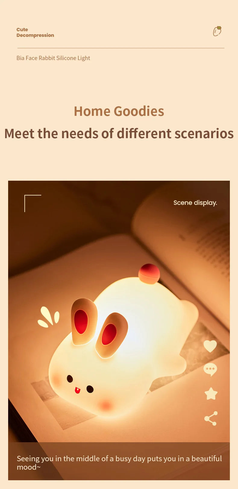 Emotional Support Night Light, Soft Squishy Bunny Vibes!