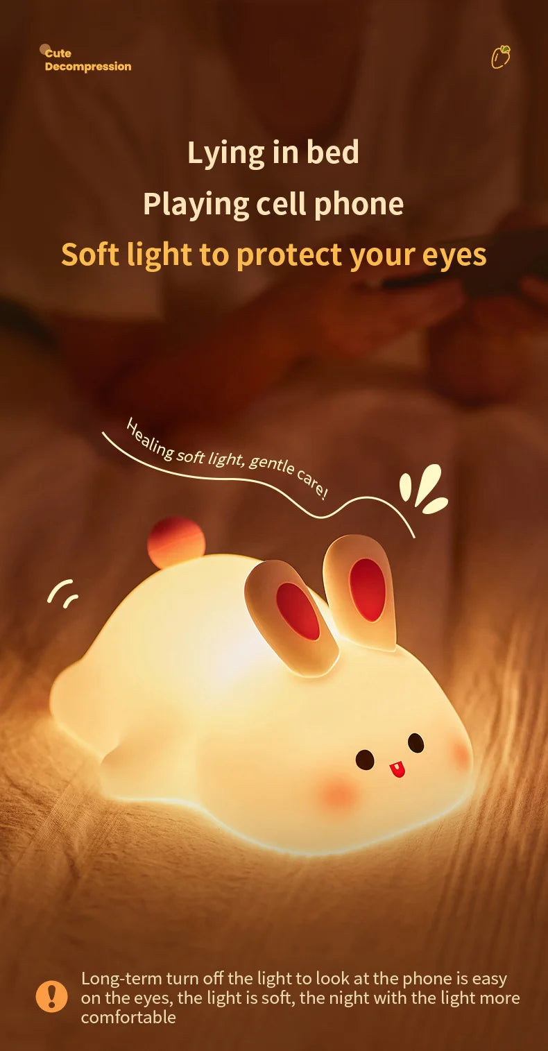 Emotional Support Night Light, Soft Squishy Bunny Vibes!