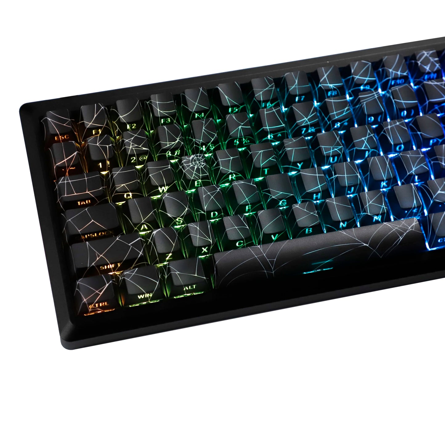 YMDK 134 Key Spider Web 2.0V Shine Through Theme Cherry Profile Side-Lit PBT Dye Sublimation Keycaps for MX Mechanical Keyboards