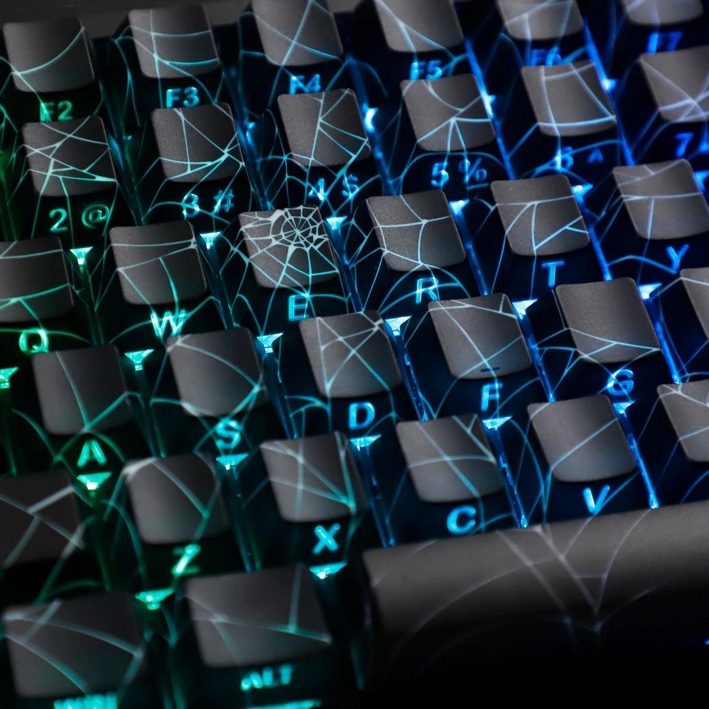 YMDK 134 Key Spider Web 2.0V Shine Through Theme Cherry Profile Side-Lit PBT Dye Sublimation Keycaps for MX Mechanical Keyboards