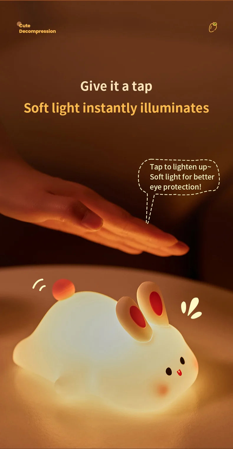 Emotional Support Night Light, Soft Squishy Bunny Vibes!