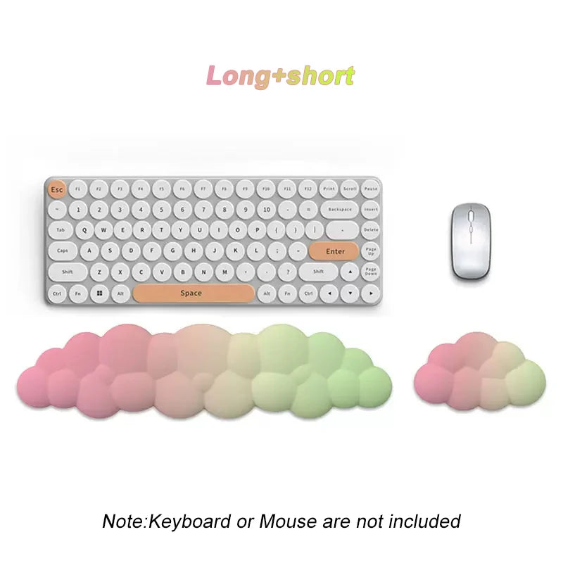 Cloud Keyboard Wrist Rest Mouse Pad Wrist Support Keyboard Set with Ergonomic Memory Foam Anti-Slip Base for Home Office Laptop
