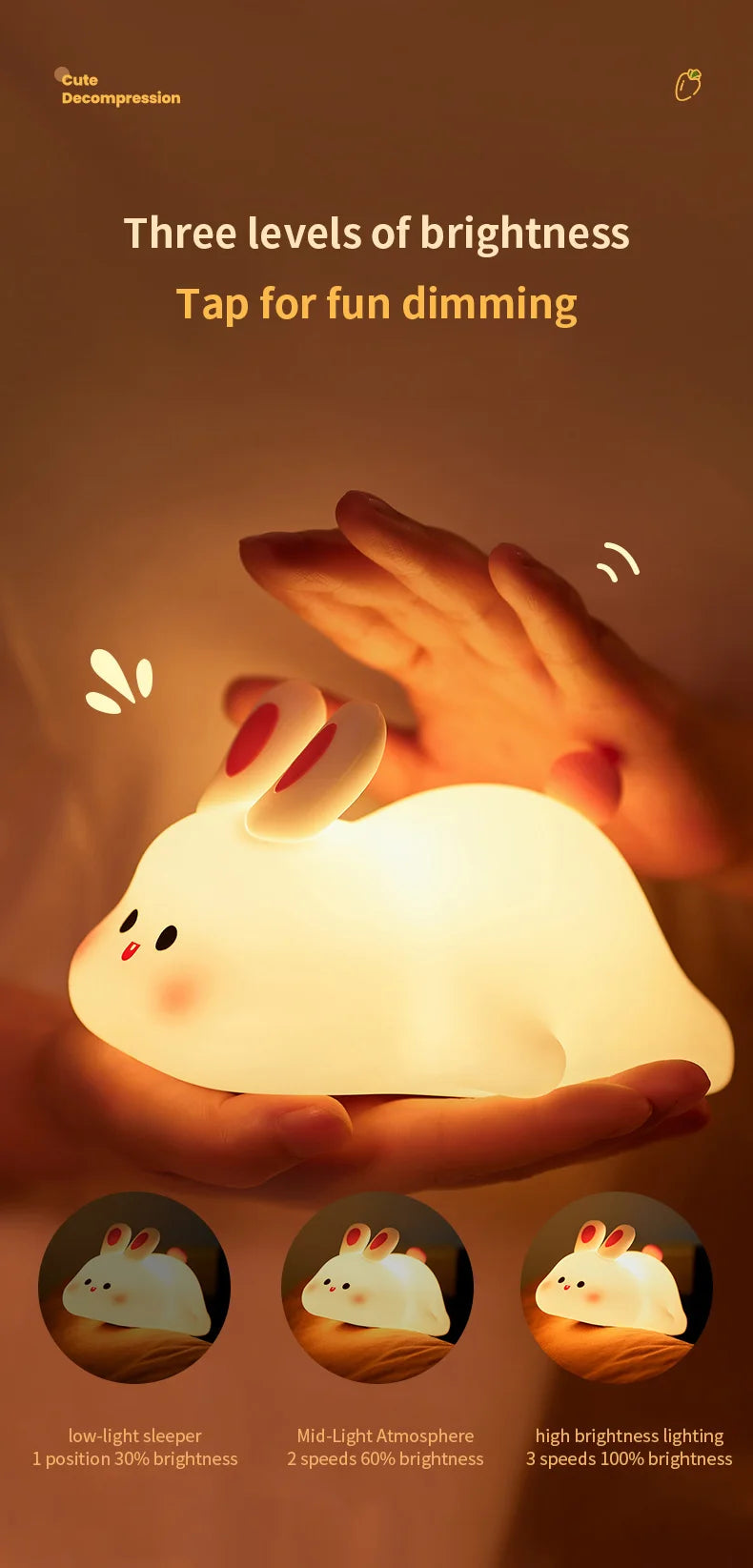 Emotional Support Night Light, Soft Squishy Bunny Vibes!
