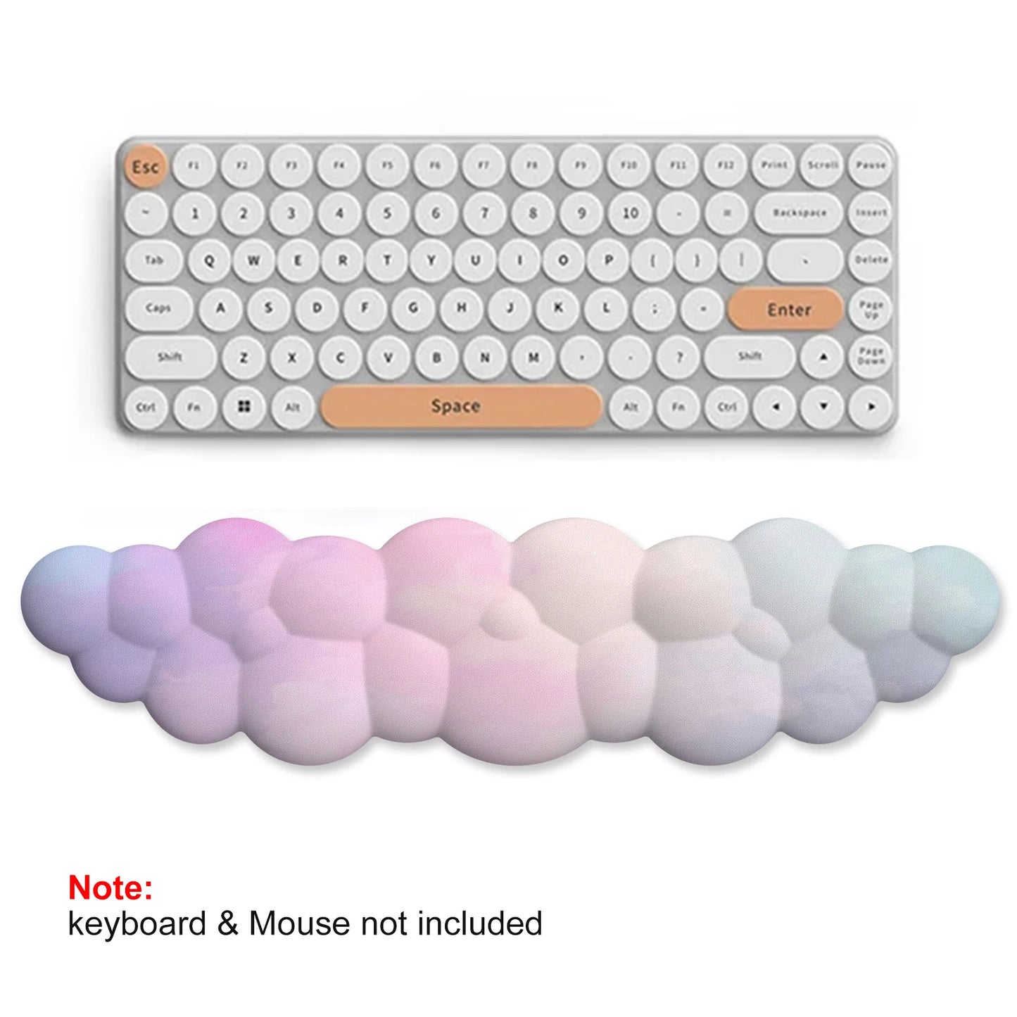 Cloud Keyboard Wrist Rest Mouse Pad Wrist Support Keyboard Set with Ergonomic Memory Foam Anti-Slip Base for Home Office Laptop