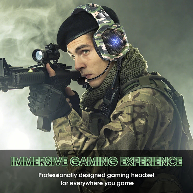 ONIKUMA Wired Stereo Gaming Headphones With Mic LED Lights for Gamer Headset