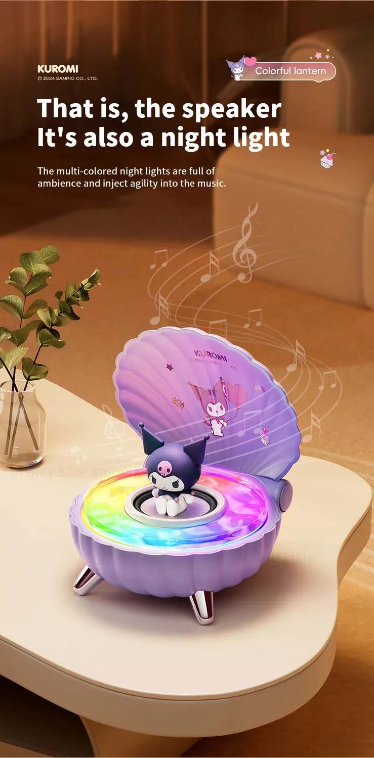 Sanrio Kuromi Mini Bluetooth Speakers K39 Kawaii My Melody Shell Series Wireless Portable Night Light Speakers Anime Girl Gifts