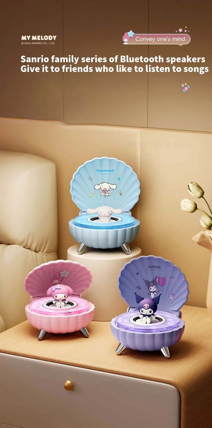 Sanrio Kuromi Mini Bluetooth Speakers K39 Kawaii My Melody Shell Series Wireless Portable Night Light Speakers Anime Girl Gifts