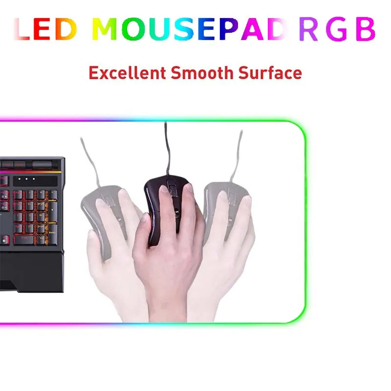 White And Black LED Mousepad RGB Gaming Mouse Pad Game Accessorie Backlit Desk Mat Computer Keyboard Mice Mat XXL Large Mausepad