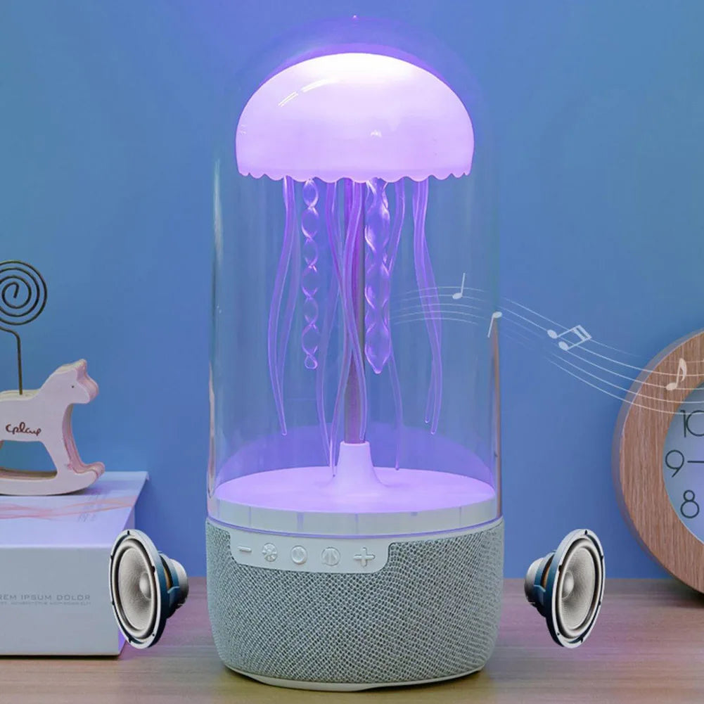 Creative Colorful Jellyfish Lamp Bluetooth-Compatible Speaker HiFi Stereo LED Jellyfish Mood Lamp Color Changing for Home Office