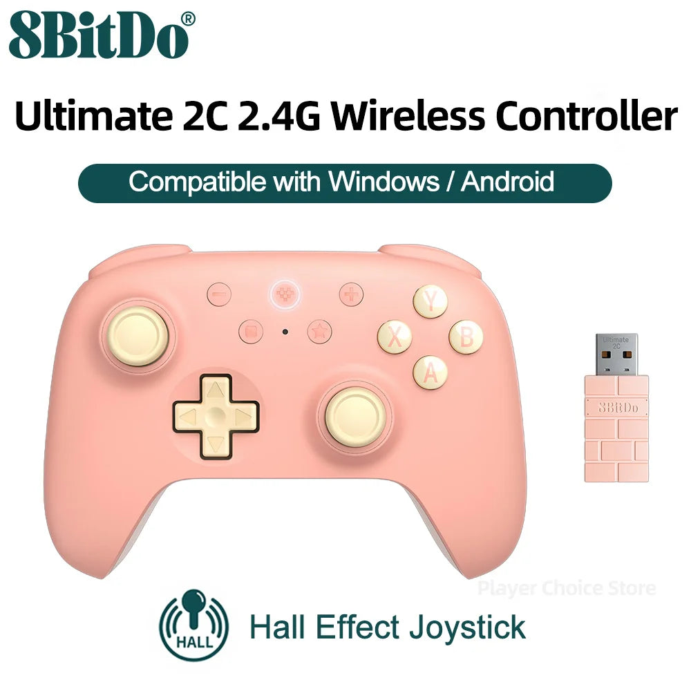 8BitDo Gamepads PC Ultimate 2C Wireless Gaming Controller for Windows 10/11 Steam Raspberry Pi Android Control Hall Effect Stick