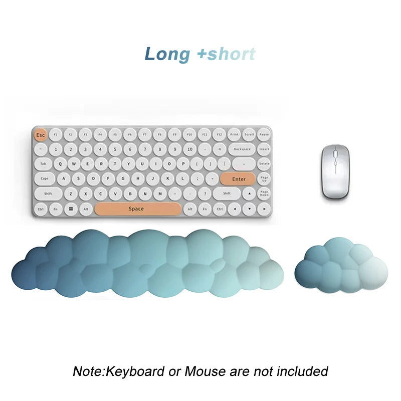 Cloud Keyboard Wrist Rest Mouse Pad Wrist Support Keyboard Set with Ergonomic Memory Foam Anti-Slip Base for Home Office Laptop