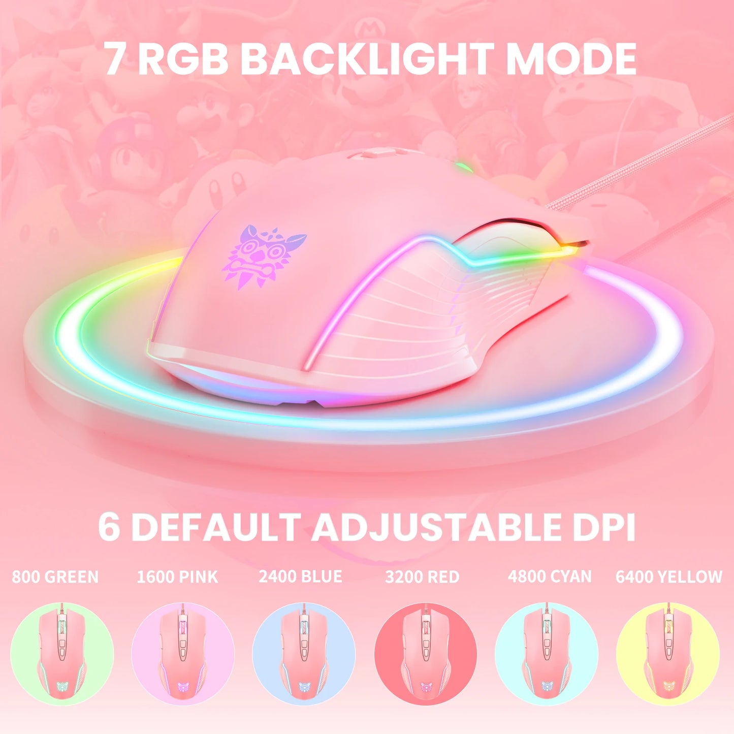 Gaming Headphones Esports Package with Dynamic RGB Light Detachable Cat Ears Mouse Holder Wired Headset with Mic Gamer