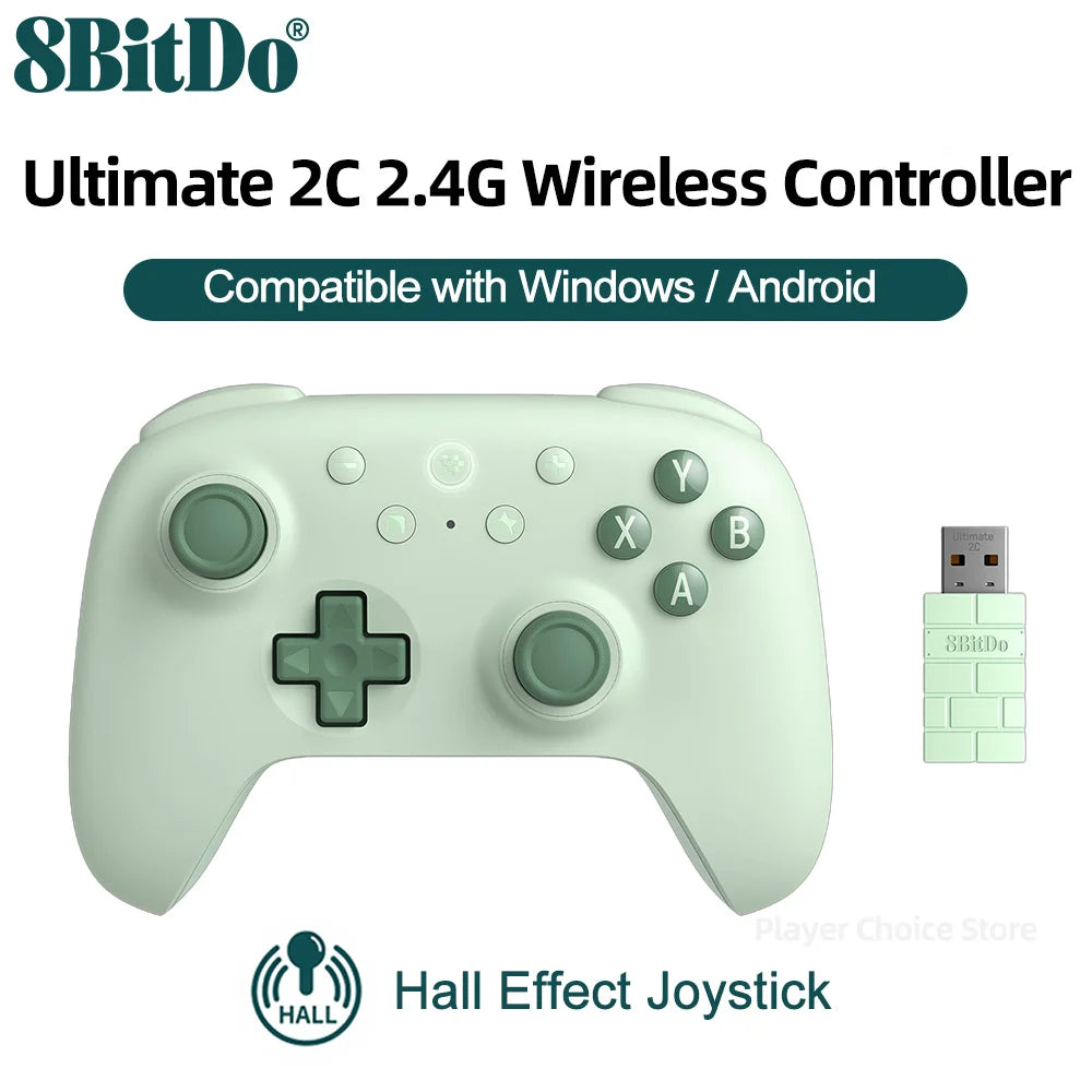 8BitDo Gamepads PC Ultimate 2C Wireless Gaming Controller for Windows 10/11 Steam Raspberry Pi Android Control Hall Effect Stick