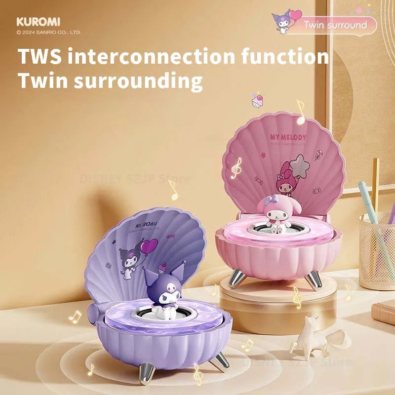 Sanrio Kuromi Mini Bluetooth Speakers K39 Kawaii My Melody Shell Series Wireless Portable Night Light Speakers Anime Girl Gifts