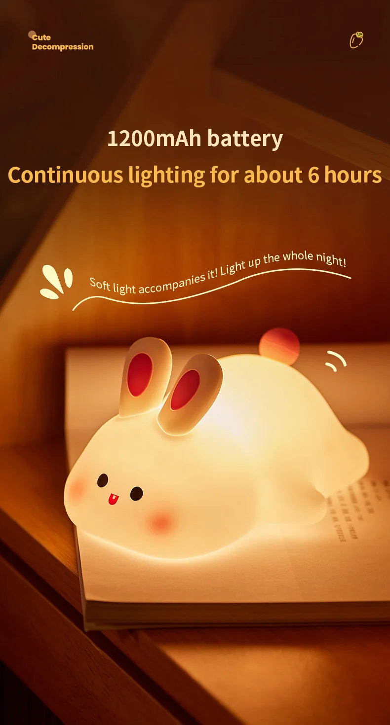 Emotional Support Night Light, Soft Squishy Bunny Vibes!