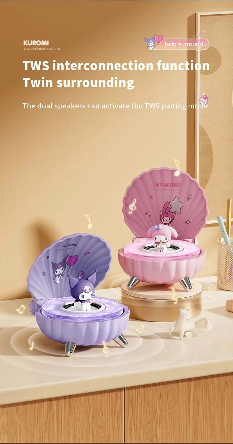 Sanrio Kuromi Mini Bluetooth Speakers K39 Kawaii My Melody Shell Series Wireless Portable Night Light Speakers Anime Girl Gifts
