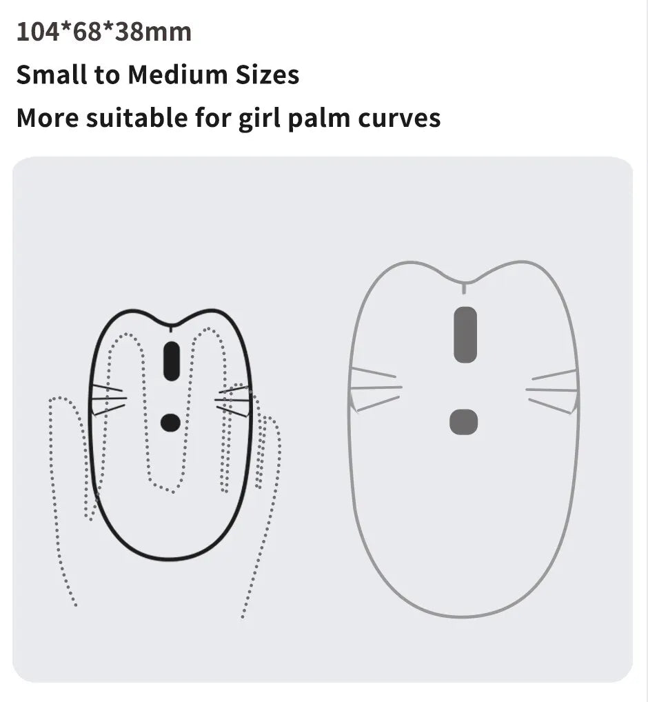 Cute Cat 2.4G Wireless Mouse, USB Receiver Plug and Play, 3 Adjustable DPI, Compatible with Laptop,PC, Computer