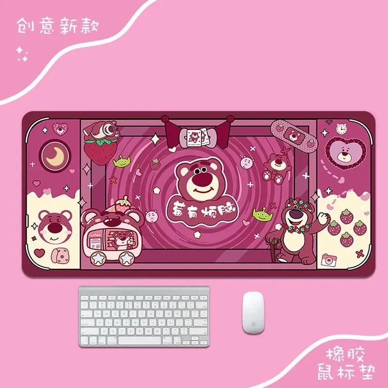 Cartoon Sanrio HelloKitty Kuromi Lotso Around Cute Mouse Pad Large Student Office Thick Wear-Resistant Computer Game Desk Mat