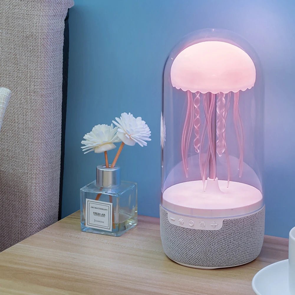 Creative Colorful Jellyfish Lamp Bluetooth-Compatible Speaker HiFi Stereo LED Jellyfish Mood Lamp Color Changing for Home Office