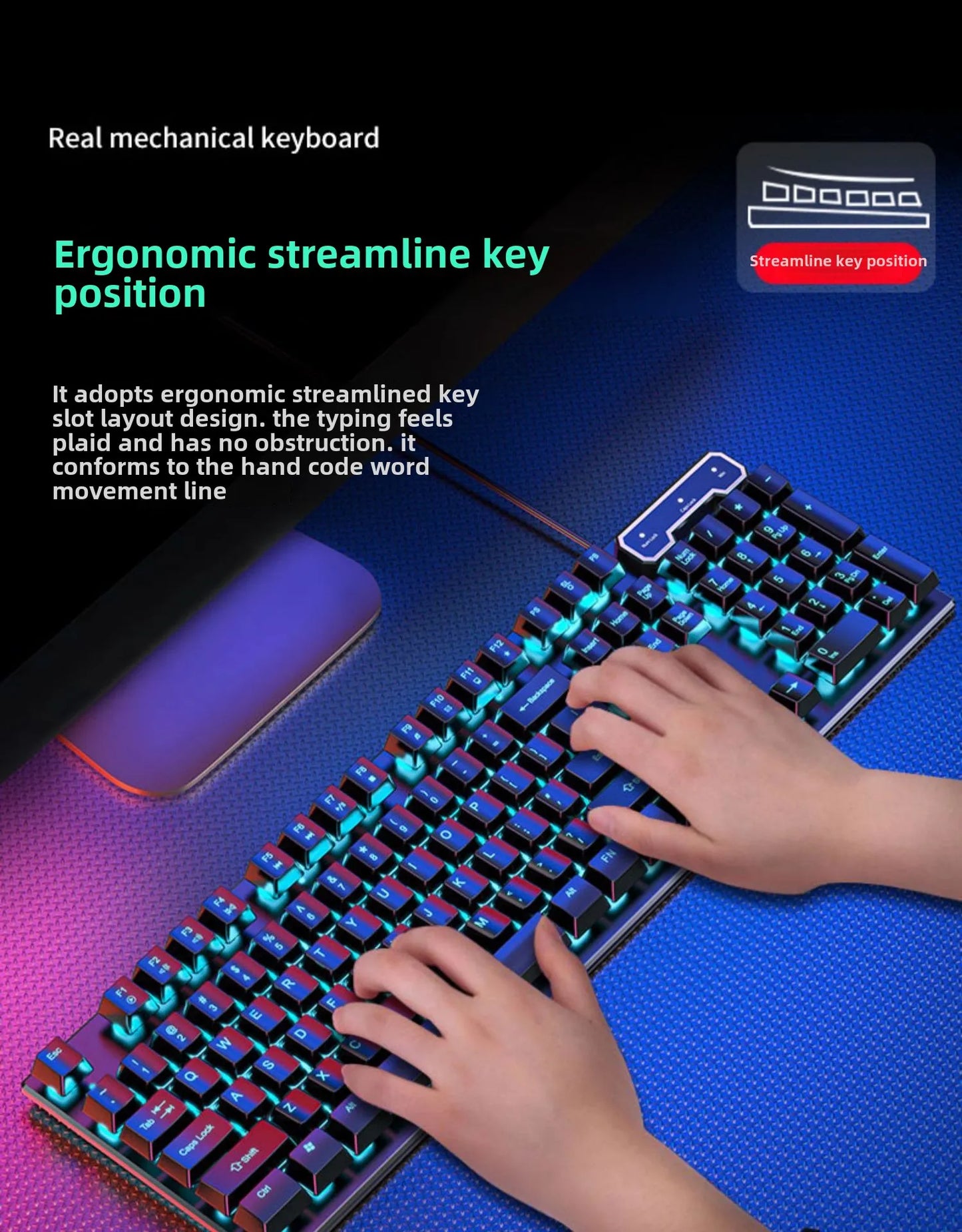 trendy Wired USB RGB Gaming Keyboard and Mouse Combo Ergonomic Waterproof Keyboard and Mouse Combos Set for Desktop Gamers