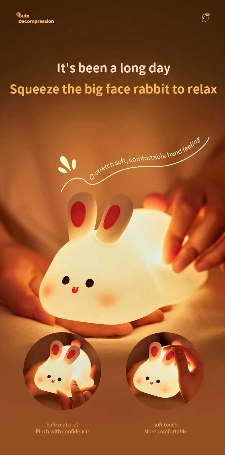 Emotional Support Night Light, Soft Squishy Bunny Vibes!