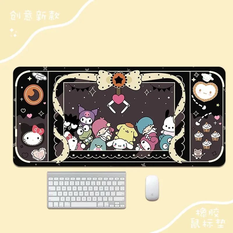 Cartoon Sanrio HelloKitty Kuromi Lotso Around Cute Mouse Pad Large Student Office Thick Wear-Resistant Computer Game Desk Mat